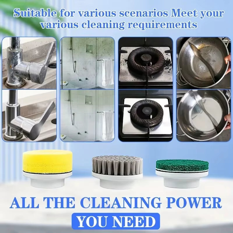 Electric Spin Scrubber with 5 Replaceable Brush Head, Three-Speed Adjustable Handheld Rechargeable Shower Scrubber