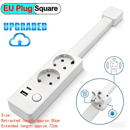 Eu Electrical Wall Plug Rotates Electrical Outlet Extender Adjustable Length Power Outlets Extender Power Socket for Nightstand