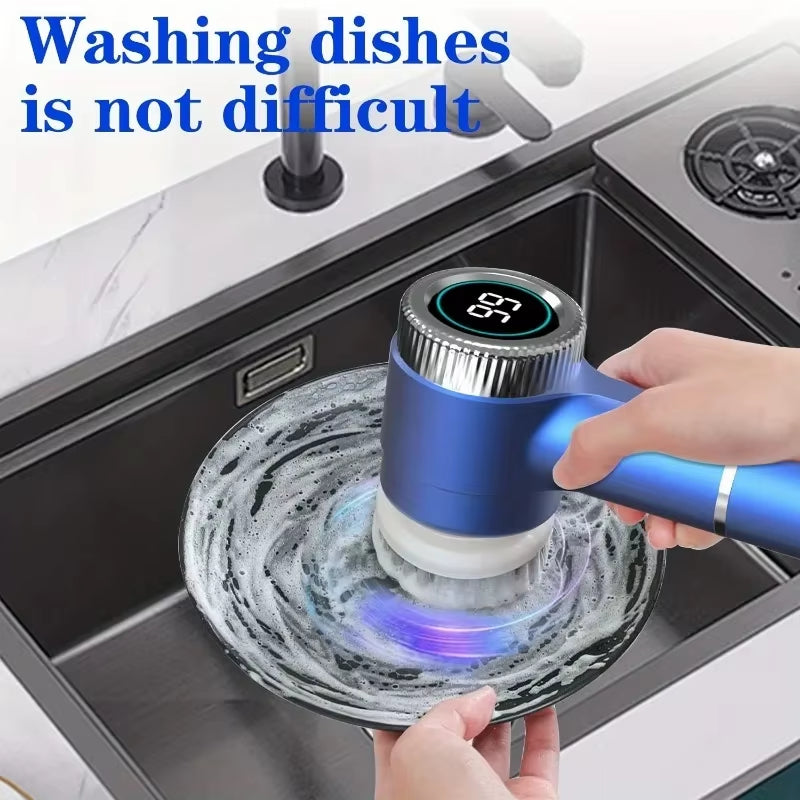 Electric Spin Scrubber with 5 Replaceable Brush Head, Three-Speed Adjustable Handheld Rechargeable Shower Scrubber