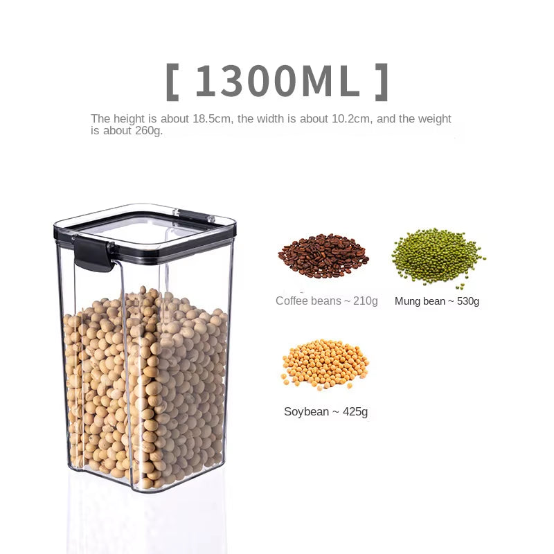 5Pcs Sets Sealed Jar Food Storage Box Transparent Plastic Kitchen Organizer Multigrain Tank Stackable Dried Sealed Storage Jars