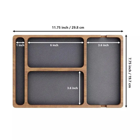 Ooden Office Desktop Storage Box Solid Wood Partition Storage Box Mobile Phone Headphone Debris Storage Box Wooden Storage Tray