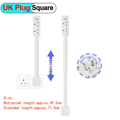 Eu Electrical Wall Plug Rotates Electrical Outlet Extender Adjustable Length Power Outlets Extender Power Socket for Nightstand